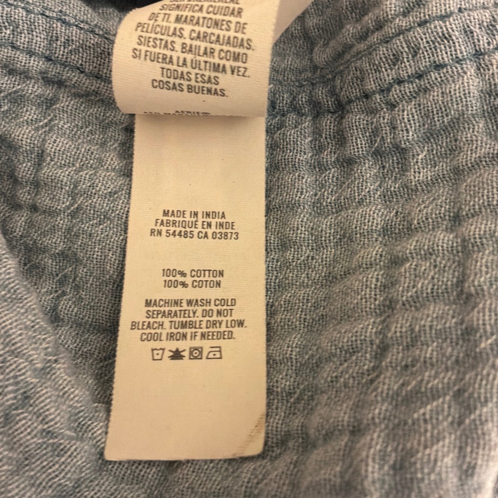Aerie Button Down Shirt Womens Large Blue Excellent Gauze Cotton Oversized - Picture 5 of 5